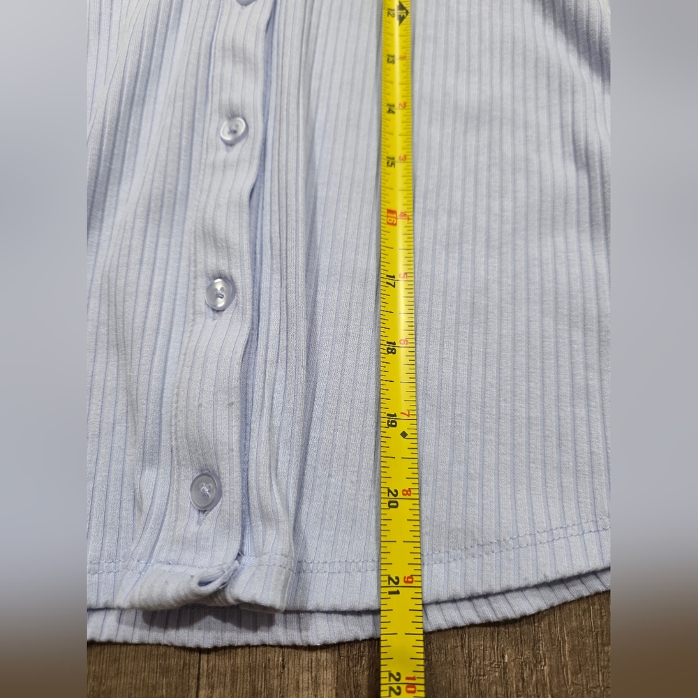Nwt A NEW DAY TARGET ribbed Collared Sleeveless Shirt Pastel Blue Preppy Busines - Picture 7 of 9